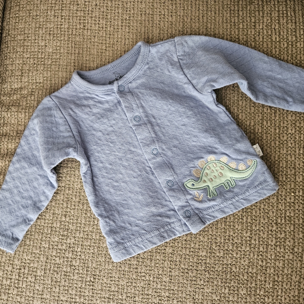 Duck Duck Goose Baby Boy Light Blue 3-6 Months Dinosaur Design Long Sleeve